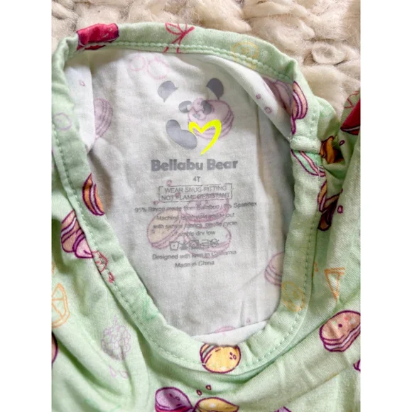 Kids Bellabu Bear bamboo sleeveless Dress Green Size 4T Macaron print - Picture 3 of 4